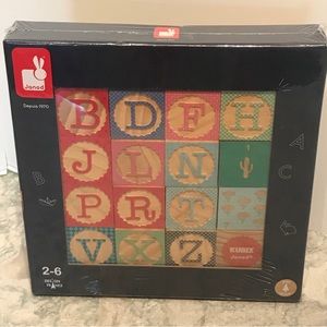 Janod Kubkid 16 SOLID WOOD  Cubes  Alphabet Animal Number Blocks - France Design